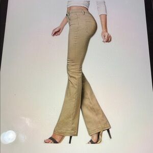 Hybrid & Company Women's Skinny BootCut Stretch Pant in Khaki/Beige Size 15